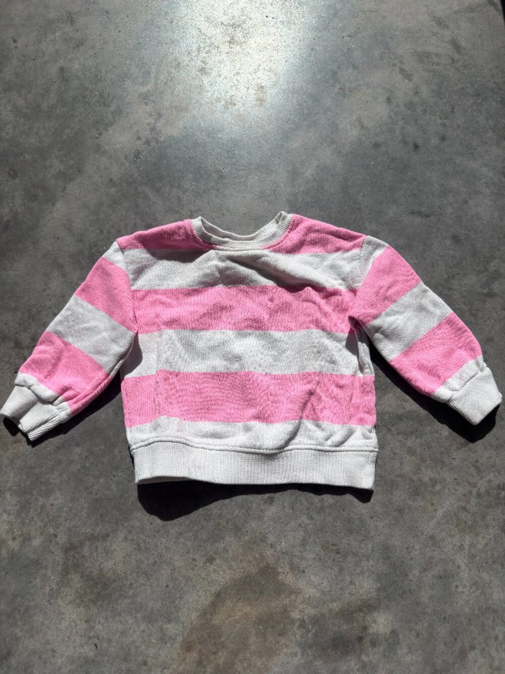 Zara Kids Pink and Grey Striped Crewneck - 9-12 month baby/infant